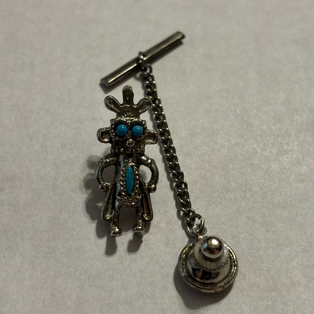 Vintage Southwest Kachina Men's Tie Tack with chain